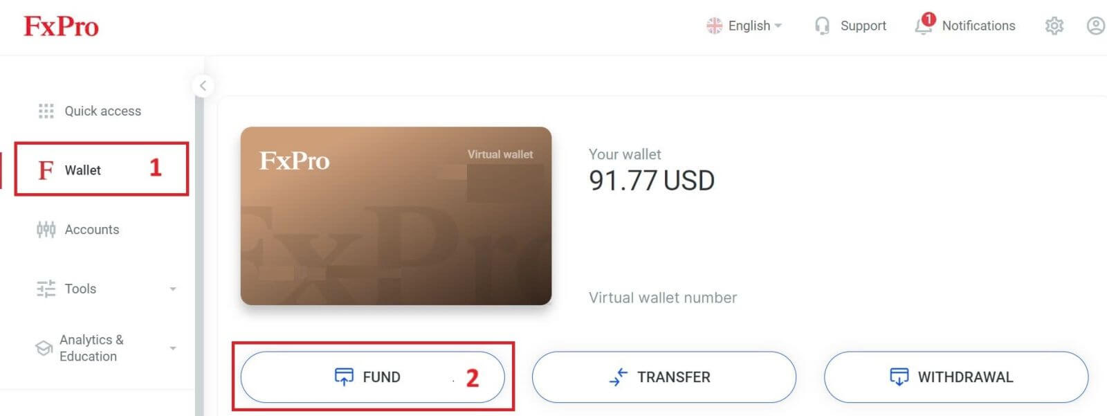 Come depositare denaro su FxPro